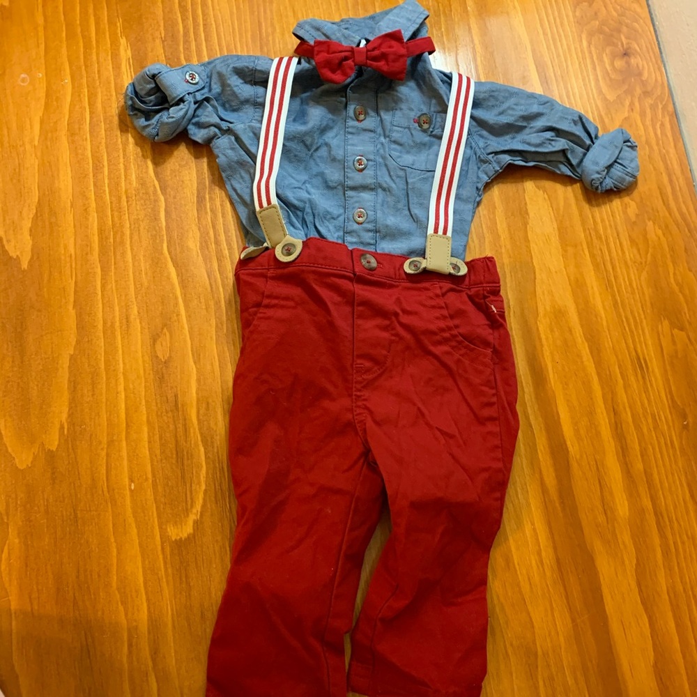 6-9M Cat & Jack Dress Dress Outfit with Bow tie
